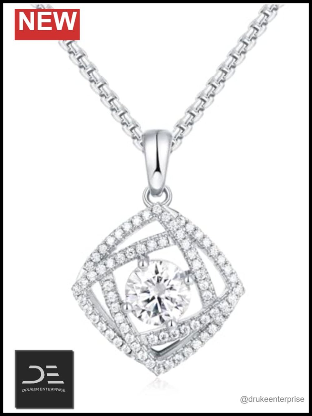Moissanite Pendant Necklace 925 Sterling Silver Women's Jewelry Gift